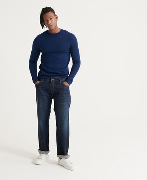 Superdry Edit Merino Crew Neck Férfi Ugró Kék | OGXFA0743